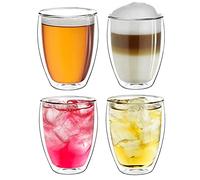 Creano Set 4 Tazze Cappuccino 400ml Doppia Parete in Vetro Borosilicato - Bicchieri Termici Isolanti per Caffè Tè Latte - Design Elegante Regalo Premium Set - 4x 400ml XL (confezione da 4)