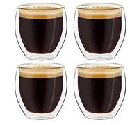 Creano Set 4 Tazze da Cafè Espresso 100ml Doppia Parete in Vetro Borosilicato con Effetto Galleggiante | Bicchieri Termici Isolanti - Design Elegante Regalo Premium - Set: 4x 100ml (confezione da 1)