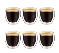 Creano Set 6 Tazze Cafè Espresso 100ml Doppia Parete in Vetro Borosilicato con Effetto Galleggiante | Bicchieri Termici Isolanti - Design Elegante Regalo Premium - Set: 6x 100ml (confezione da 1)