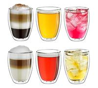 Creano Set 6 Tazze Cappuccino 250ml Doppia Parete in Vetro Borosilicato - Bicchieri Termici Isolanti per Caffè Tè Latte - Design Elegante Regalo Premium - Set 03: 6x 250ml 6 pezzi (confezione da 1)