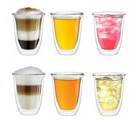 Creano Set 6 Tazze Cappuccino 400ml Doppia Parete in Vetro Borosilicato - Bicchieri Termici Isolanti per Caffè Tè Latte - Design Elegante Regalo Premium - Set: 6x 400ml DG-V (confezione da 1)