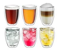 Creano Set 6 Tazze Cappuccino 400ml Doppia Parete in Vetro Borosilicato - Bicchieri Termici Isolanti per Caffè Tè Latte - Design Elegante Regalo Premium - Set 6 x 400 ml XL (confezione da 6)