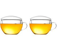 Creano Set di 2 Tazze di Tè con coperchio, pratico per Tèlini o bustina di Tè, Latte Macchiato, Caffè | 200ml