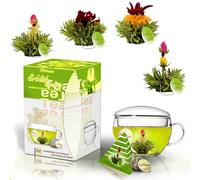 Creano Set regalo con fiori da tè e 8 fiori da tè in formato tazza - Tè Verde - regalo di Natale