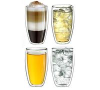 Creano Tazza Thermos Doppia Parete 250ml DG-SH Set 4 Pezzi Adatta Mani Piccole Cappuccino Caffè Tè Latte Bicchieri Isolanti Trasparenti Design Elegante Regalo Perfetto - Set No. 09