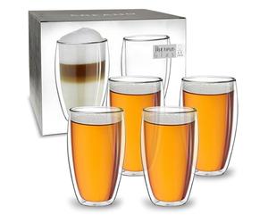 Creano Tazza Thermos Doppia Parete 250ml DG-SH Set 4 Pezzi Adatta Mani Piccole Cappuccino Caffè Tè Latte Bicchieri Isolanti Trasparenti Design Elegante Regalo Perfetto - Set No. 09