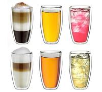 Creano Tazza Thermos Doppia Parete 250ml DG-SH Set 6 Pezzi Adatta Mani Piccole Cappuccino Caffè Tè Latte Bicchieri Isolanti Trasparenti Design Elegante Regalo Perfetto - Set No. 10