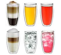 Creano Tazza Thermos Doppia Parete 250ml DG-SH Set 6 Pezzi Adatta Mani Piccole Cappuccino Caffè Tè Latte Bicchieri Isolanti Trasparenti Design Elegante Regalo Perfetto - Set No. 13