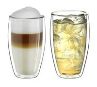 Creano Tazza Thermos Doppia Parete 400ml DG-SH Set 2 Pezzi Adatta Mani Piccole Cappuccino Caffè Tè Latte Bicchieri Isolanti Trasparenti Design Elegante Regalo Perfetto - Set No. 11