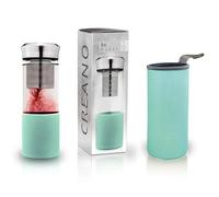 Creano Teamaker Infusiera di Tè 400ml Bottiglia di Vetro con Filtro Acciaio Inossidabile Borsa Neoprene Turchese Teiera Termica Portatile Tè To Go Regalo Elegante