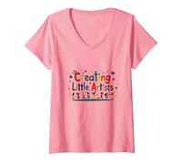 Creare Piccoli artisti: Ispirare la creatività Giovane Maglietta con Collo a V, Donna, Rosa, XL