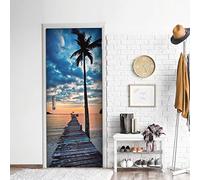 CREARREDA Adesivi per Porte in PVC Premium, Door Cover, Tramonto Sul Mare, Applicazione Facile e Senza Bolle, Rivestimenti per Porte da Interno 83 x 210 Rifilabili, 20175