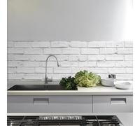 Pannello Paraschizzi Cucina Adesivo da Parete Facile da Applicare Mattoni Bianchi 190 x 60 cm 100% Made in Italy, Ignifugo e Resistente all'Acqua Paraspruzzi Lavandino in PVC
