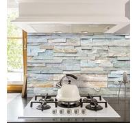 CREARREDA Pannello Paraschizzi Cucina Adesivo da Parete Facile da Applicare Pietre Grigie 260 x 60 cm 100% Made in Italy, Ignifugo e Resistente all'Acqua Paraspruzzi Lavandino in PVC
