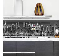 CREARREDA Pannello Paraschizzi Cucina Adesivo da Parete Facile da Applicare Skyline 190 x 60 cm 100% Made in Italy, Ignifugo e Resistente all'Acqua Paraspruzzi Lavandino in PVC