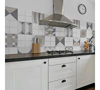 CREARREDA Piastrelle Adesive per Cucina, Bagno e Box Doccia Mattonelle Adesive Geometriche, 20 Pz 20_x_20 cm, Impermeabile Vinile Autoadesivo Decorazioni per Bagno e Cucina, Made in Italy