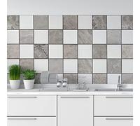 CREARREDA Piastrelle Adesive per Cucina, Bagno e Box Doccia Mattonelle Adesive Marmo Grigio, 20 Pz 15_x_15 cm, Impermeabile Vinile Autoadesivo Decorazioni per Bagno e Cucina, Made in Italy
