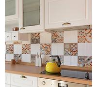 CREARREDA Piastrelle Adesive per Cucina, Bagno e Box Doccia Mattonelle Adesive Moderne, 20 Pz 20_x_20 cm, Impermeabile Vinile Autoadesivo Decorazioni per Bagno e Cucina, Made in Italy