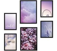 CREARREDA Set di Stampe da Parete Violet - SENZA Cornici - Decorazioni da Muro per Casa e Ufficio - Materiali Certificati, Made in Italy - Poster Abbinati 2 x A3 & 4 x A4-30x42 & 21x30