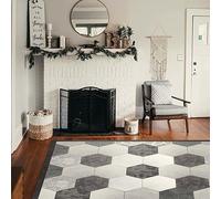 CREARREDA Tappeto Salone Antiscivolo Grigio Esagoni 100x150 Vinile Non Tossico, Ignifugo e Resistente Acqua