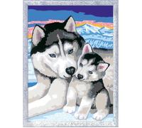 CreArt Kids 18x24cm Dolci baci di Husky, Kit di pittura con i numeri, Numero darte, Età 7+, 25829, Ravensburger