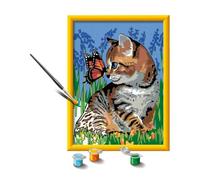 CreArt Kids 18x24cm Gatto e la sua compagna la farfalla, Kit di pittura con i numeri, Art Number, Età 9, 25813, Ravensburger