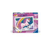 CreArt Kids 18x24cm Licorne Néon, Kit de peinture par numéros Numéro d'Art, Des 7 ans, 25904, Ravensburger