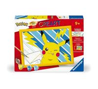 CreArt Kids 18x24cm Pikachu Éclair, Kit de peinture par numéros Numéro d'Art, Des 7 ans, 25905, Ravensburger