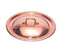 CREARTISTIC Coperchio Pentola e Padella in Rame Tondo - 26 cm Per Dimensione Interna 25 cm, Stagnato Internamente, con Maniglia in Ottone, Fatto a mano -100% Made in Italy