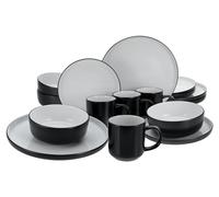 CreaTable, 21598, Serie Nordic Cool Black, 16-teiliges Geschirrset für 4 Personen, Kombiservice aus Steinzeug, spülmaschinen- und mikrowellengeeignet, Qualitätsproduktion