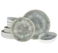 CreaTable, 21622, Serie Uno Volcano Light, 12-teiliges Geschirrset, Teller Set aus Steinzeug