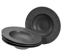 CreaTable, 21820, Serie Vesuvio black, 4-teiliges Geschirrset, Teller Set aus Steinzeug