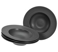 CreaTable, 21821, Serie Lava Stone black, 4-teiliges Geschirrset, Teller Set aus Steinzeug