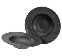 CreaTable, 21825, Serie Schiefer black, 2-teiliges Geschirrset, Teller Set aus Steinzeug