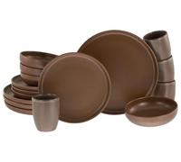 CreaTable, 23660, Serie Uno braun, Geschirrset, Kombiservice 16 teilig