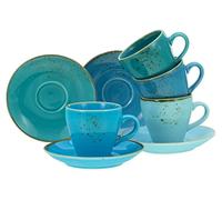 Creatable, 23698, serie Nature Collection AQUA Set di tazze da bistrot da 8 pezzi, gres porcellan, nero
