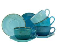 Creatable, 23699 - Set di tazze da bistrot serie Nature Collection AQUA, 8 pezzi, set di stoviglie in gres porcellanato, lavabile in lavastoviglie e microonde, produzione di qualità