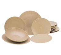 CreaTable, 23920 Serie Vesuvio Sand, set di piatti in gres porcellanato, lavabili in lavastoviglie e microonde, Made in Portogallo