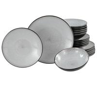 CreaTable, 23964, Serie Malmö, 18-teiliges Geschirrset für 6 Personen, Teller Set aus Steinzeug, spülmaschinen- und mikrowellengeeignet, Qualitätsproduktion