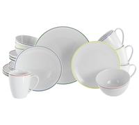 CreaTable, 24055 Serie Luna Color Line - Set di stoviglie per 4 persone, servizio combinato in porcellana, lavabile in lavastoviglie e microonde, produzione di qualità