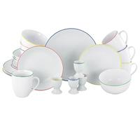 CreaTable, 24056 Serie Luna Color Line - Set di stoviglie da 24 pezzi, per 4 persone, servizio combinato in porcellana, lavabile in lavastoviglie e microonde, produzione di qualità