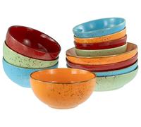CreaTable, 24223, Serie Nature Collection Mediterran, 12-teiliges Geschirrset für 12 Personen, Bowl Set aus Steinzeug, spülmaschinen- und mikrowellengeeignet, Qualitätsproduktion