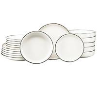 CreaTable, 24792 Serie Nordic Festive Crema, set di stoviglie per 6 persone, set di piatti in gres, lavabile in lavastoviglie e microonde, produzione di qualità
