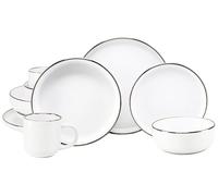 CreaTable, 24795, serie Nordic Festive Weiss, set di stoviglie per 2 persone, servizio combinato in gres, lavabile in lavastoviglie e microonde, produzione di qualità