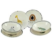 CreaTable, 24863 Serie Safari Colorato Set di 8 Stoviglie per 4 Persone, Set di Piatti in Gres, Lavastoviglie e Microonde, Produzione di Qualità