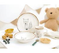 CreaTable, 25048, serie amici della foresta, set di stoviglie per 1 persona, servizio per bambini in gres porcellanato, lavabile in lavastoviglie e adatto al microonde, produzione di qualità