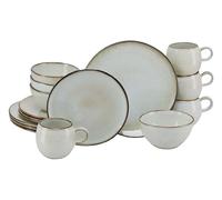 CreaTable, 25071, serie Stone Town Grey, set di stoviglie da 16 pezzi, per 4 persone, in gres porcellanato, lavabile in lavastoviglie e adatto al microonde, made in Europe