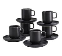 Creatable, 25256 Serie Uno Black, set di stoviglie per 6 persone, set di tazze da caffè in gres porcellanato, lavabile in lavastoviglie e microonde, made in Portogallo