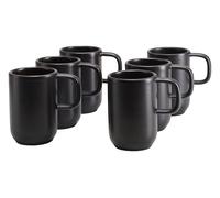 Creatable 25258 Serie Uno Black Set di 6 tazze da caffè per 6 persone in gres 30 cl lavabile in lavastoviglie e microonde Made in Portogallo