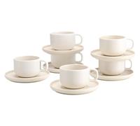 Creatable, 25260 Serie Uno Offwhite, set di stoviglie da 12 pezzi, per 6 persone, set di tazze in gres porcellanato, lavabile in lavastoviglie e forno a microonde, Made in Portogallo